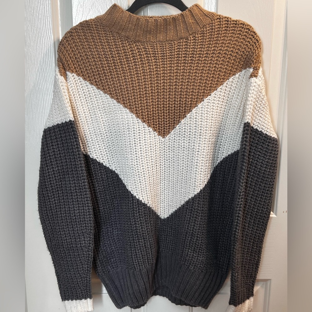 Chevron Colorblock Knit Sweater